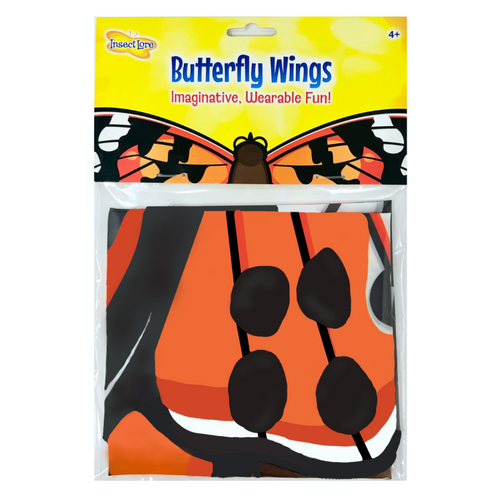 Image of orange butterfly wings in packaging. 