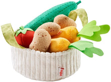 Load image into Gallery viewer, vegetable assortment as listed above in soft beige basket.