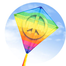 Load image into Gallery viewer, Rainbow Peace Sign Diamond Kite
