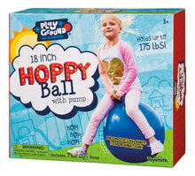 Load image into Gallery viewer, Image of packaging featuring a child bouncing on the ball.
