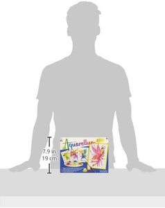 Image of box in front of the silhouette of an adult for size reference.  Next to the box is the measurement (19cm/7.9in).