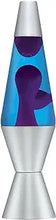 Load image into Gallery viewer, 14.5&quot; lava lamp with silver base and purple ooze floating through blue liquid
