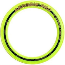 Load image into Gallery viewer, 10&quot; Yellow Aerobie Sprint Ring. Neon yellow disc with a black band in the middle. In the black is gold lettering spelling out &quot;Aerobie Pro&quot;
