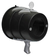 Load image into Gallery viewer, The Airzooka out of its packaging.  A black, horizontal truncated cone for a body with a silver handle on bottom and scope up top.  
